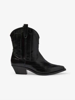 Tamara Mellon Black Eel Rodeo Boots 35mm Heels Size 38 US7 1/2